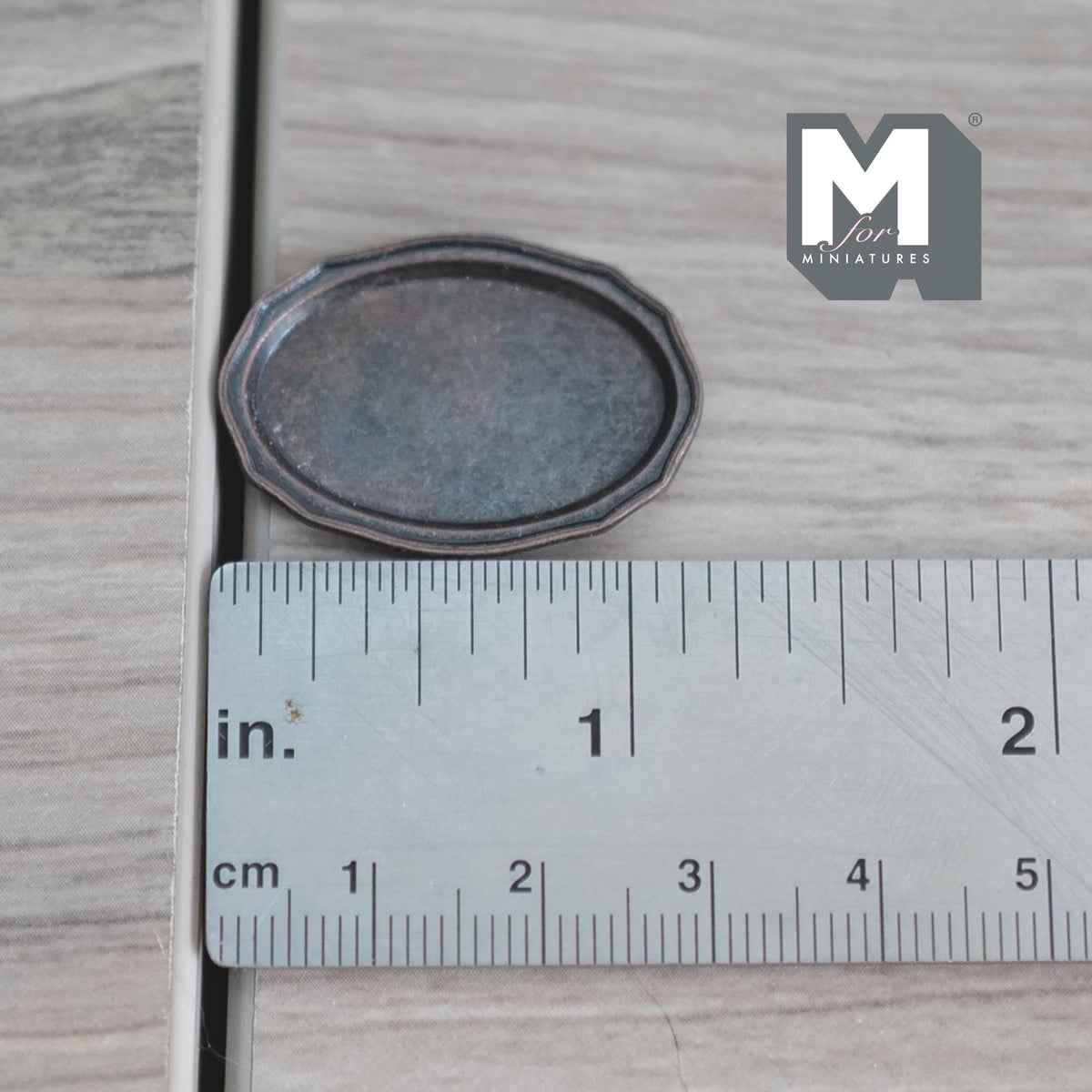 1:12 Scale Miniature Antique Brass Oval Serving Tray Dollhouse Kitchen Dining Platter 1-3/16 inch long (S) (bronze style) - A042