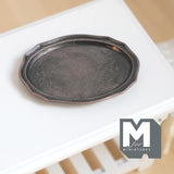 1:12 Scale Miniature Antique Brass Oval Serving Tray Dollhouse Kitchen Dining Platter 1-15/16 inch long (L) (bronze style) - A042