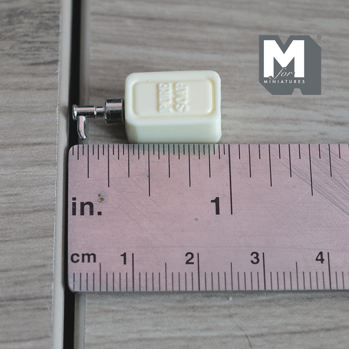1:12 Scale Miniature Soap Dispenser Dollhouse Bathroom Powder Room Soap Pump Bottle 15/16 inch tall (beige / silver) (plastic) - F042