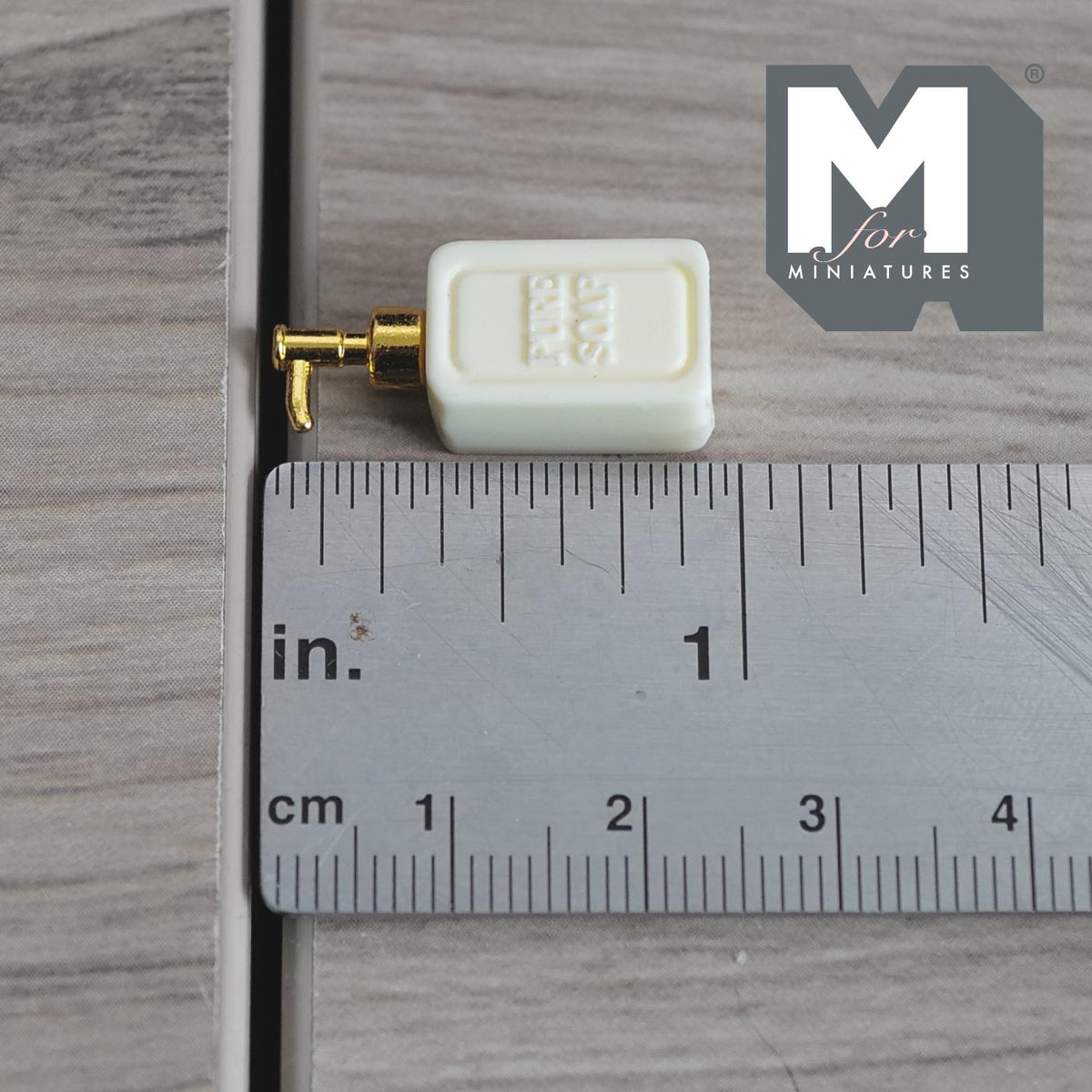 1:12 Scale Miniature Soap Dispenser Dollhouse Bathroom Powder Room Soap Pump Bottle 15/16 inch tall (beige / gold) (plastic) - F042