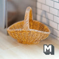 1:12 Scale Miniature Wicker Basket Large Size Dollhouse Woven Picnic Basket Diorama Basket 1-7/8 inch tall (resin) - J017