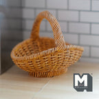 1:12 Scale Miniature Wicker Basket Large Size Dollhouse Woven Picnic Basket Diorama Basket 1-7/8 inch tall (resin) - J017