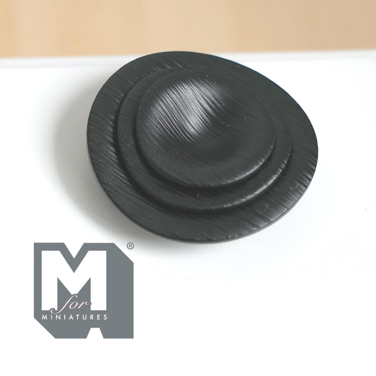 1:12 Scale Miniature Texture Bowls Set of 3 Dollhouse Crockery Kitchen Dishes Decor (black) (metal) - A041