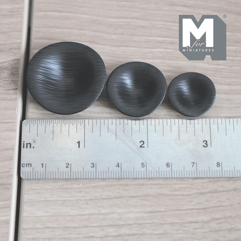 1:12 Scale Miniature Texture Bowls Set of 3 Dollhouse Crockery Kitchen Dishes Decor (black) (metal) - A041