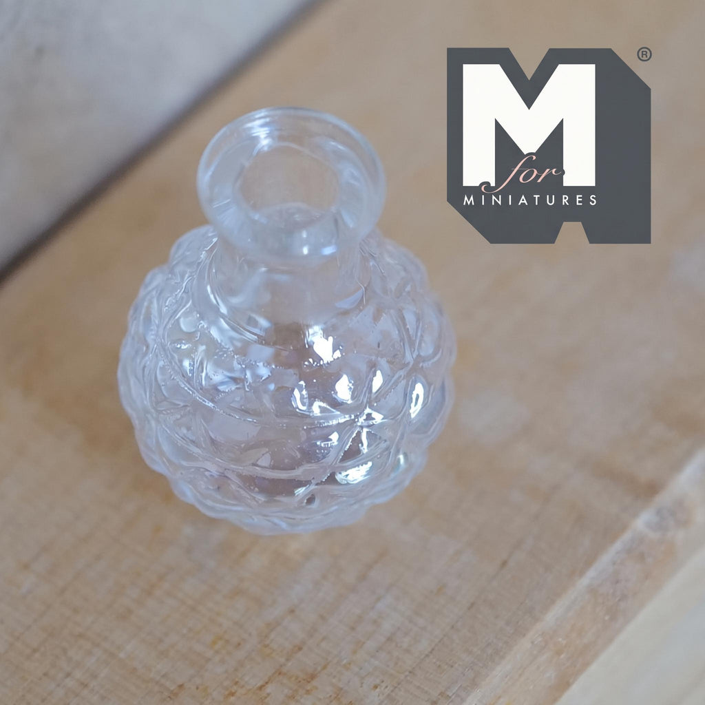 1:12 Scale Miniature Diamond-Cut Glass Vase Dollhouse Garden Textured Flower Pot 1 inch tall - A097