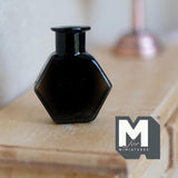 Miniature Hexagon Glass Bottle 1:12 Scale Dollhouse Flask Fairy Garden Glass Vase 1 inch tall (black) - A097