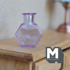 Miniature Hexagon Glass Bottle 1:12 Scale Dollhouse Flask Fairy Garden Glass Vase 1 inch tall (purple) - A097
