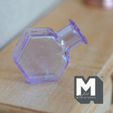 Miniature Hexagon Glass Bottle 1:12 Scale Dollhouse Flask Fairy Garden Glass Vase 1 inch tall (purple) - A097