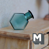 Miniature Hexagon Glass Bottle 1:12 Scale Dollhouse Flask Fairy Garden Glass Vase 1 inch tall (green) - A097