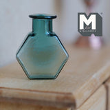 Miniature Hexagon Glass Bottle 1:12 Scale Dollhouse Flask Fairy Garden Glass Vase 1 inch tall (green) - A097