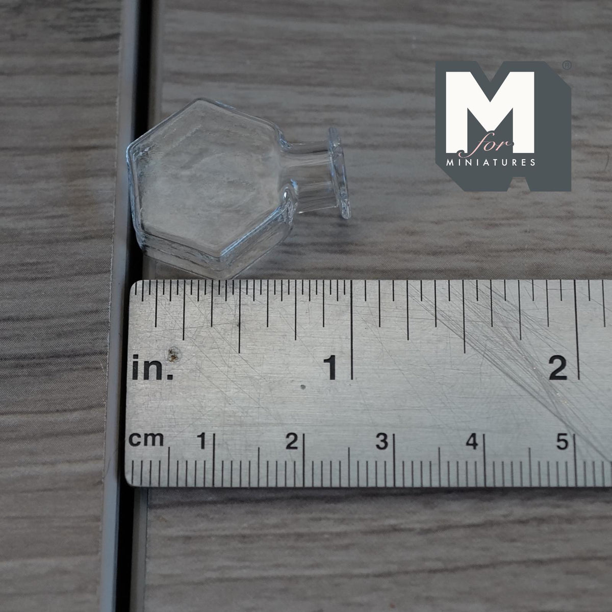 Miniature Hexagon Glass Bottle 1:12 Scale Dollhouse Flask Fairy Garden Glass Vase 1 inch tall (clear) - A097