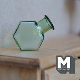 Miniature Hexagon Glass Bottle 1:12 Scale Dollhouse Flask Fairy Garden Glass Vase 1 inch tall (green) - A097