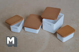 Miniature Storage Boxes Set of 4 , 1:12 Scale File Organizer Box with Lids (white brown) (plastic) - H020