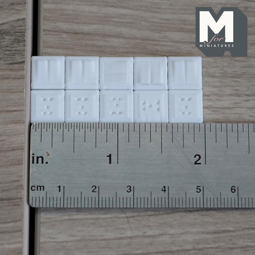 1:12 Scale Miniature Wall Outlets and Switches, Set of 10, 3/8 inch tall, DIY Dollhouse Supply (non-working) (white)
