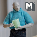 1:12 Scale Miniature Oversized Stacking Mugs Retro Diner Coffee Cups Dollhouse Kitchen 9/16 inch tall (green) (plastic) (style f) - A009