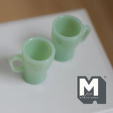 Miniature Beer Mugs Set of 2 Dollhouse Oversized Beer Steins 13/16 inch tall (green) (plastic) - A009