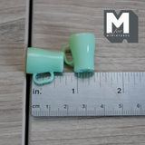Miniature Beer Mugs Set of 2 Dollhouse Oversized Beer Steins 13/16 inch tall (green) (plastic) - A009