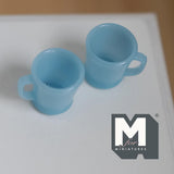 1:12 Scale Miniature Oversized Stacking Mugs Retro Diner Coffee Cups Dollhouse Kitchen 9/16 inch tall (blue) (plastic) (style e) - A009