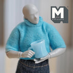 1:12 Scale Miniature Oversized Stacking Mugs Retro Diner Coffee Cups Dollhouse Kitchen 9/16 inch tall (blue) (plastic) (style c) - A009