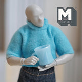 1:12 Scale Miniature Oversized Stacking Mugs Retro Diner Coffee Cups Dollhouse Kitchen 9/16 inch tall (blue) (plastic) (style c) - A009