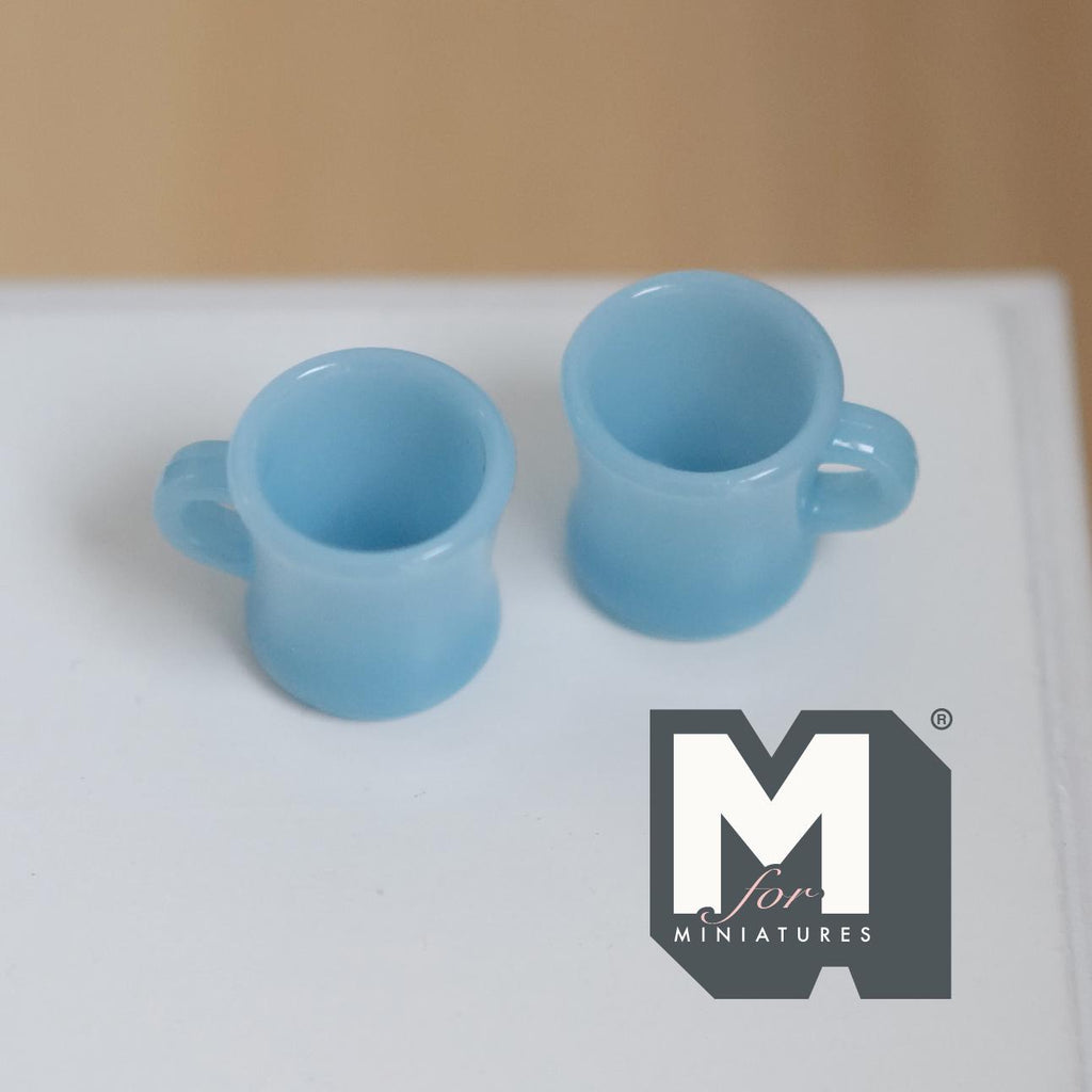 1:12 Scale Miniature Oversized Stacking Mugs Retro Diner Coffee Cups Dollhouse Kitchen 9/16 inch tall (blue) (plastic) (style c) - A009