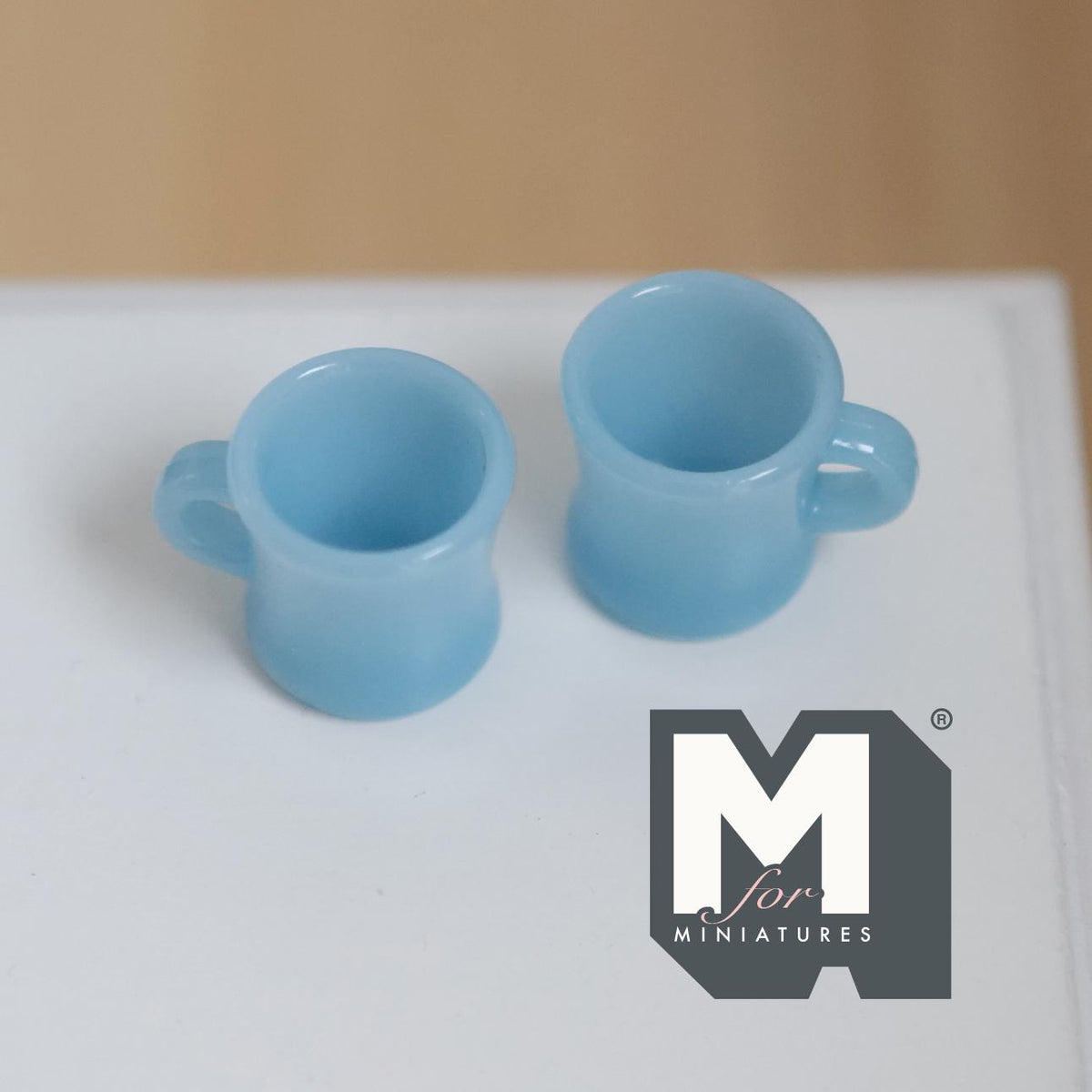 1:12 Scale Miniature Oversized Stacking Mugs Retro Diner Coffee Cups Dollhouse Kitchen 9/16 inch tall (blue) (plastic) (style c) - A009