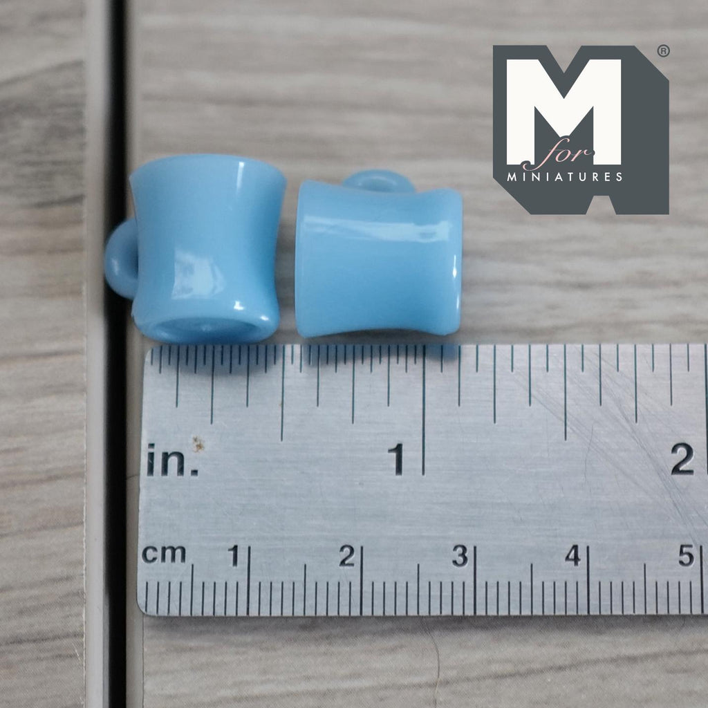 1:12 Scale Miniature Oversized Stacking Mugs Retro Diner Coffee Cups Dollhouse Kitchen 9/16 inch tall (blue) (plastic) (style c) - A009