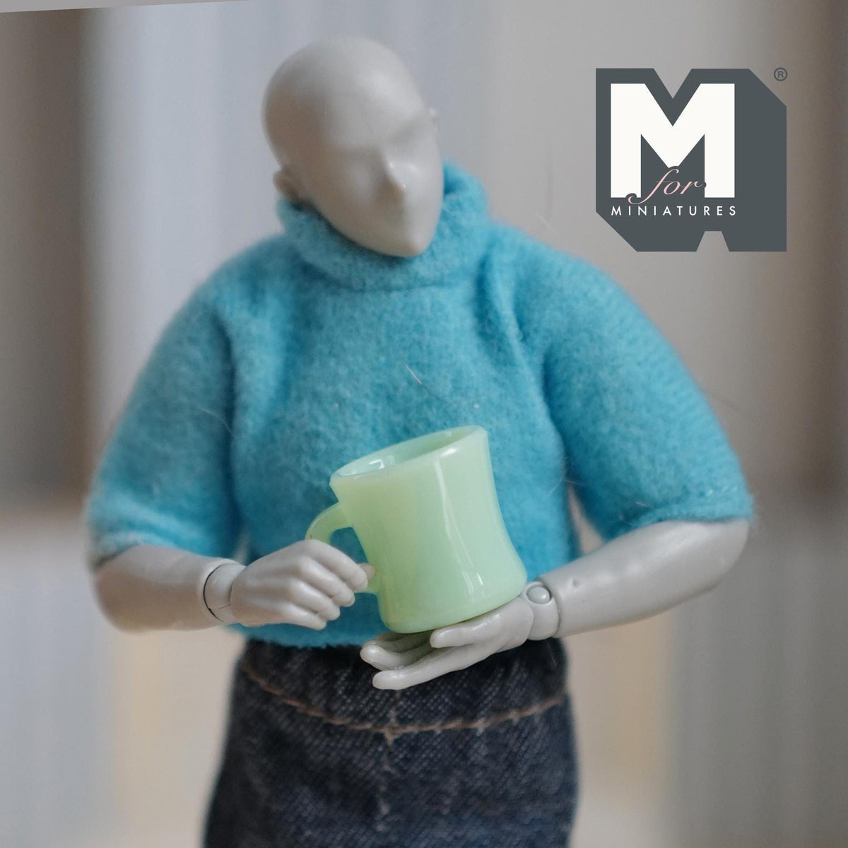 1:12 Scale Miniature Oversized Stacking Mugs Retro Diner Coffee Cups Dollhouse Kitchen 9/16 inch tall (green) (plastic) (style d) - A009