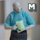 1:12 Scale Miniature Oversized Stacking Mugs Retro Diner Coffee Cups Dollhouse Kitchen 9/16 inch tall (green) (plastic) (style d) - A009