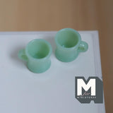 1:12 Scale Miniature Oversized Stacking Mugs Retro Diner Coffee Cups Dollhouse Kitchen 9/16 inch tall (green) (plastic) (style d) - A009