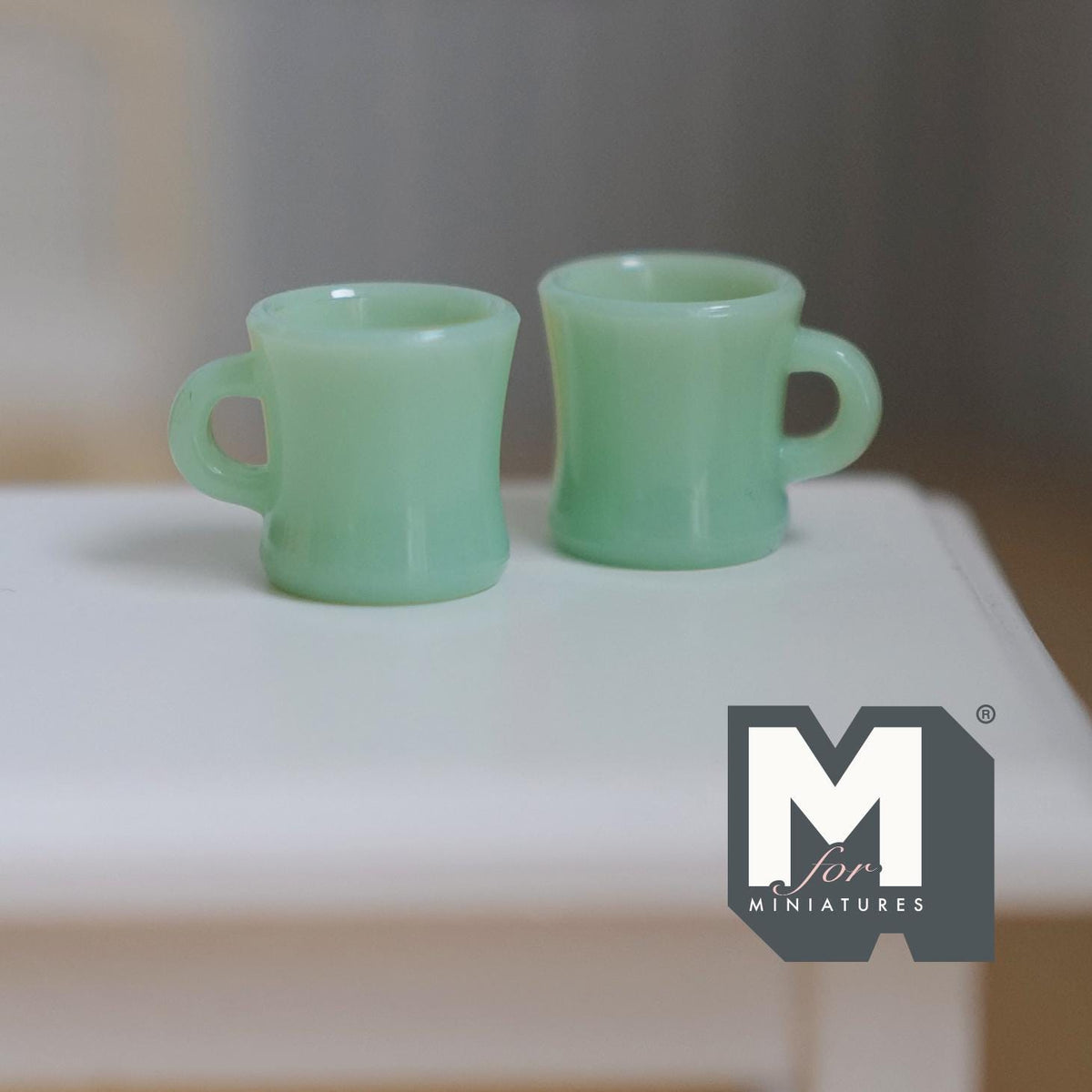 1:12 Scale Miniature Oversized Stacking Mugs Retro Diner Coffee Cups Dollhouse Kitchen 9/16 inch tall (green) (plastic) (style d) - A009