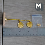 Miniature T Beam Balance Scale with Weights 1:12 Scale Old Style Mechanical Scale 2 inch tall (gold) - C093