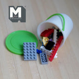 Miniature Building Blocks with Bucket 1:12 Scale Playroom Decor Dollhouse Nursery Accessories 1-7/16 inch tall (green cream) - G099