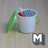 Miniature Building Blocks with Bucket 1:12 Scale Playroom Decor Dollhouse Nursery Accessories 1-7/16 inch tall (green cream) - G099
