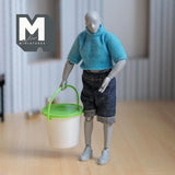 Miniature Building Blocks with Bucket 1:12 Scale Playroom Decor Dollhouse Nursery Accessories 1-7/16 inch tall (green cream) - G099