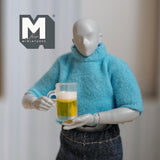 Miniature Beer Mugs Set of 2 , 1:12 Scale Dollhouse Beverage Clear Beer Mugs 11/16 inch tall (resin) - E103