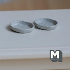 Miniature Irregular Shaped Food Bowls Set of 2, 1:12 Scale Dollhouse Kitchen Decor Tableware 5/8 inch long(cool gray)(metal)(style g)- A034
