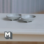 Miniature Irregular Shaped Food Bowls Set of 2, 1:12 Scale Dollhouse Kitchen Decor Tableware 13/16 inch long(cool gray)(metal)(style f)-A034