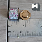 Miniature Tea Tin 1:12 Scale Dollhouse Kitchen Octagonal Floral Canister with Removable Lid 11/16 inch dia. (beige floral) - H024