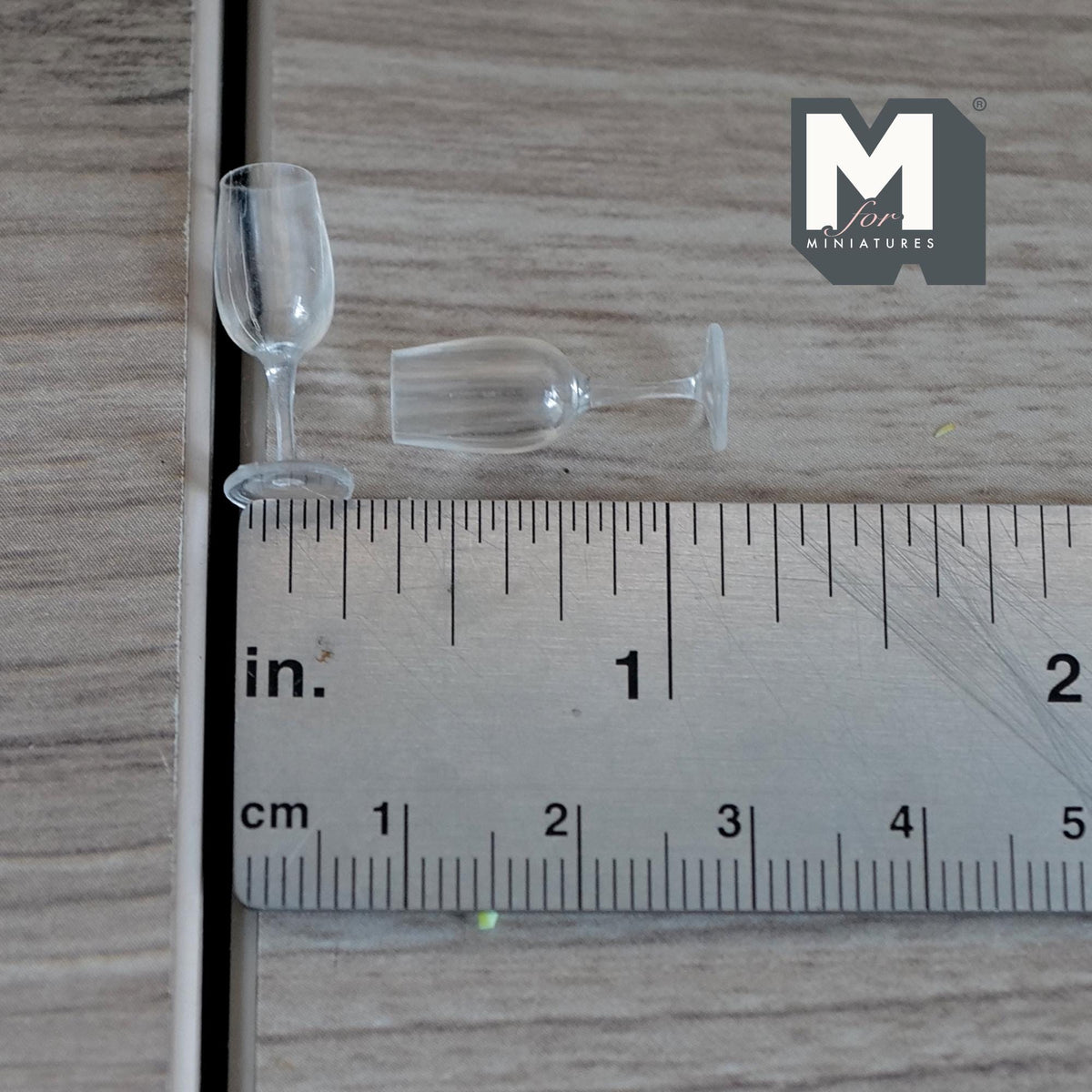 Miniature Champagne Flute Set of 2 , 1:12 Scale Dollhouse Wine Glasses Dining Accessories 13/16 inch tall (style a) - E056