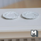 Miniature Dining Plates Set of 2 , 1:12 Scale Dollhouse Supplies Tableware 7/8 inch dia.  (white) (L)  (Metal)-- A030