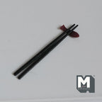 Miniature Sushi Plate Set 1:12 Scale Dollhouse Dining Plate Chopsticks and Chopstick Rest Set of 3 (black / silver) - A034