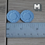 Miniature Dining Plates Set of 2 , 1:12 Scale Dollhouse Supplies Tableware 7/8 inch dia.  (blue) (L) (Metal)- A030