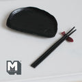 Miniature Sushi Plate Set 1:12 Scale Dollhouse Dining Plate Chopsticks and Chopstick Rest Set of 3 (black) - A034