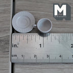 Miniature Coffee Cup and Saucer Set 1:12 Scale Dollhouse Tea Cup Drinkware Set of 2 (gray) (metal) - F071