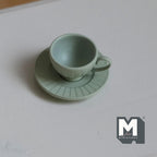 Miniature Coffee Cup and Saucer Set 1:12 Scale Dollhouse Tea Cup Drinkware Set of 2 (green) (metal) - F071