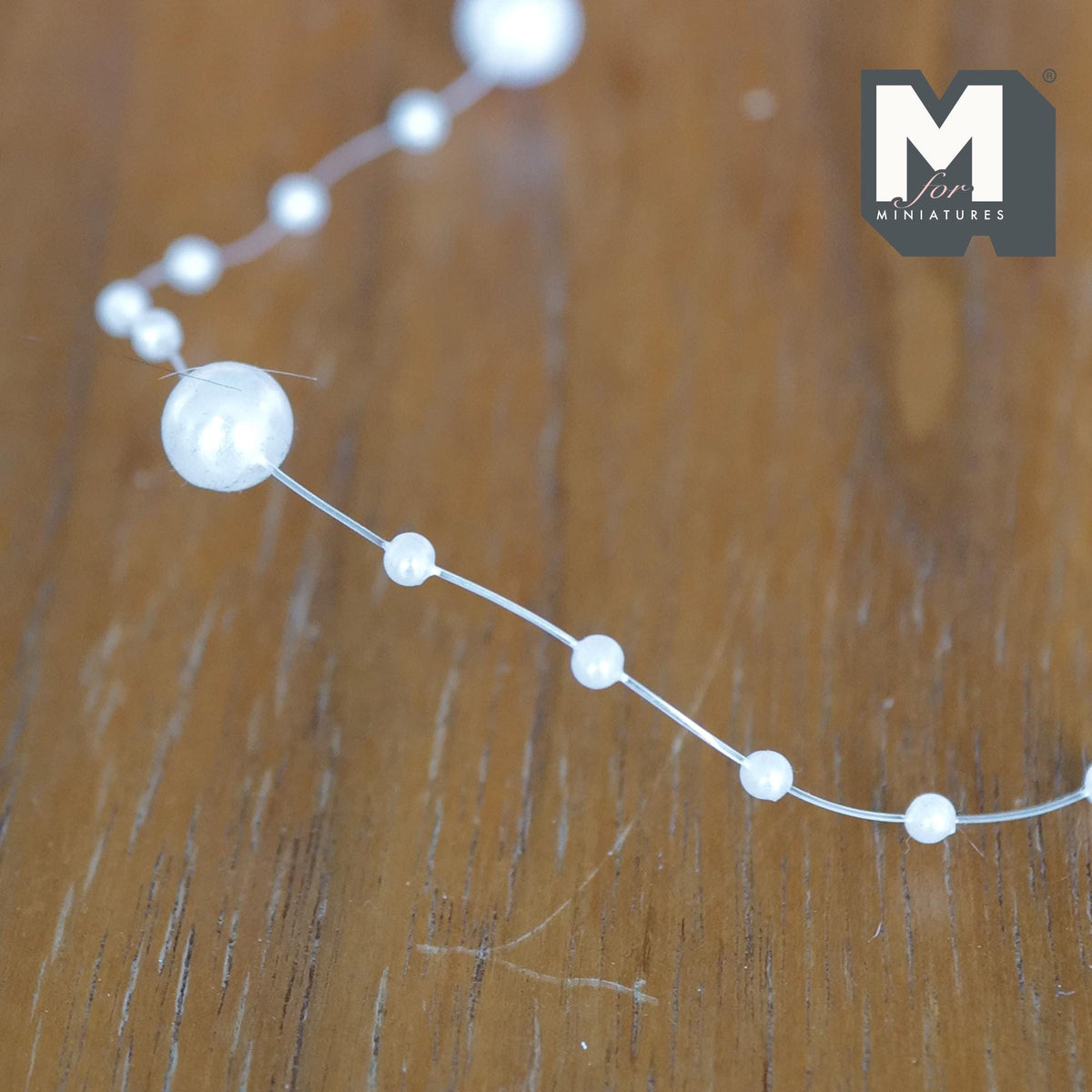 1:12 Scale Miniature White Beads Chain, Large and Small Beads, Cut to Length, 12 inch long (tree not included)