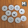 Miniature Plates Large Size Set of 10 , 1:12 Scale Dollhouse Tableware Cats and Stars 1-1/4 inch dia. (gray) - A041