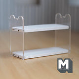 Acrylic Miniature 2-Tier Bookshelf 1:12 Scale Clear Shelf Dollhouse Playroom Furniture 2-3/16 inch tall - H045