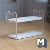 Acrylic Miniature 2-Tier Bookshelf 1:12 Scale Clear Shelf Dollhouse Playroom Furniture 2-3/16 inch tall - H045
